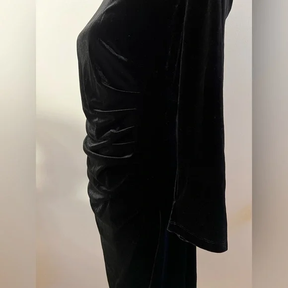 Anne Klein Black Velvet Long Sleeve Dress - Picture 2 of 3